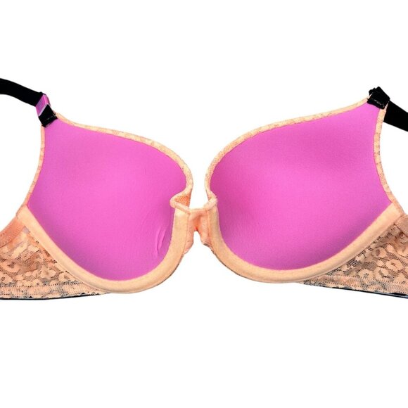 Victoria’s Secret Pink Size 32B Bra Push-up Orange Cheetah Print - Picture 4 of 5
